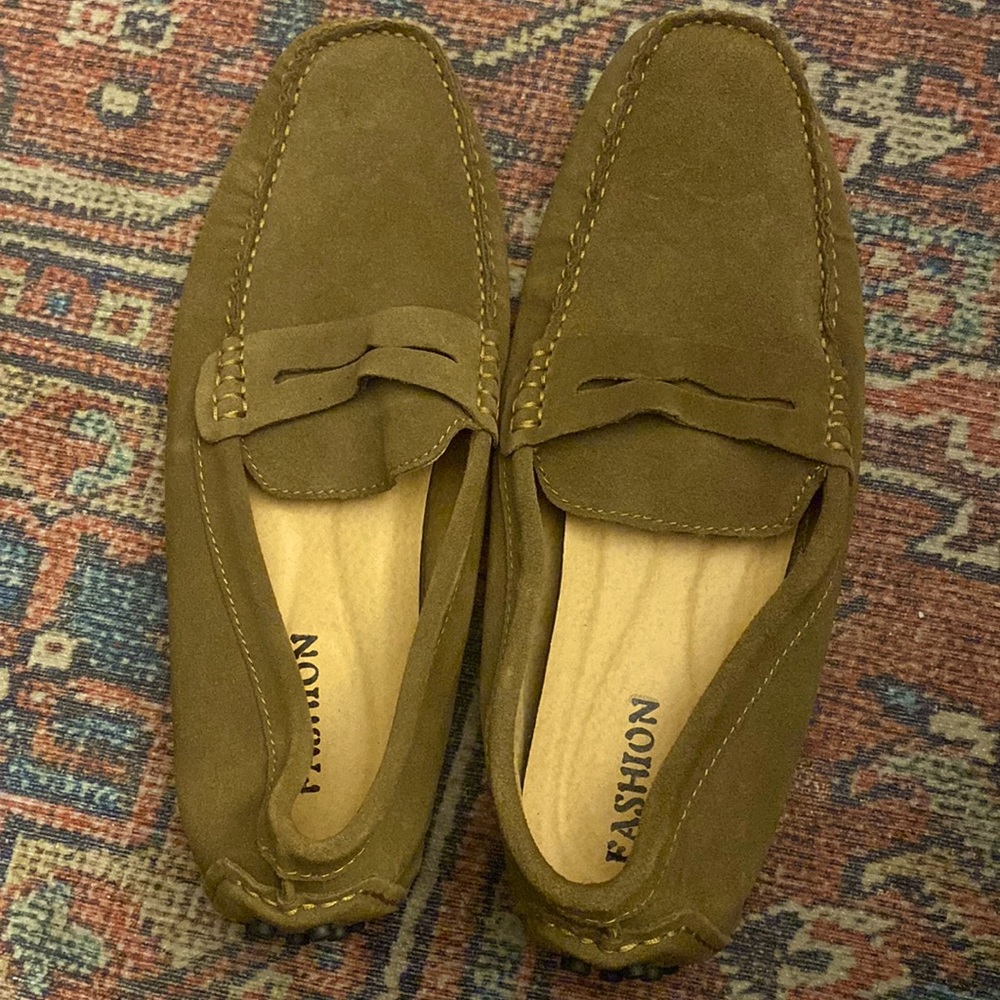 Brown Suede Driving Slip-on Loafer Shoes (EU Size 47)
